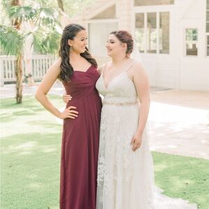 David’s Bridal Wine Chiffon Dress Size 6